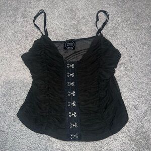 Madi Mase Black Mesh Top - XS